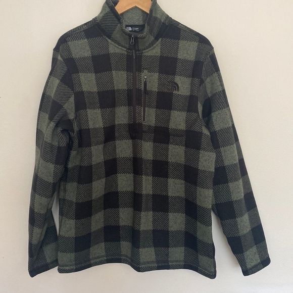 The North Face Other - Northface Mens pullover fleece sz large in green and black tartan print ex. cond